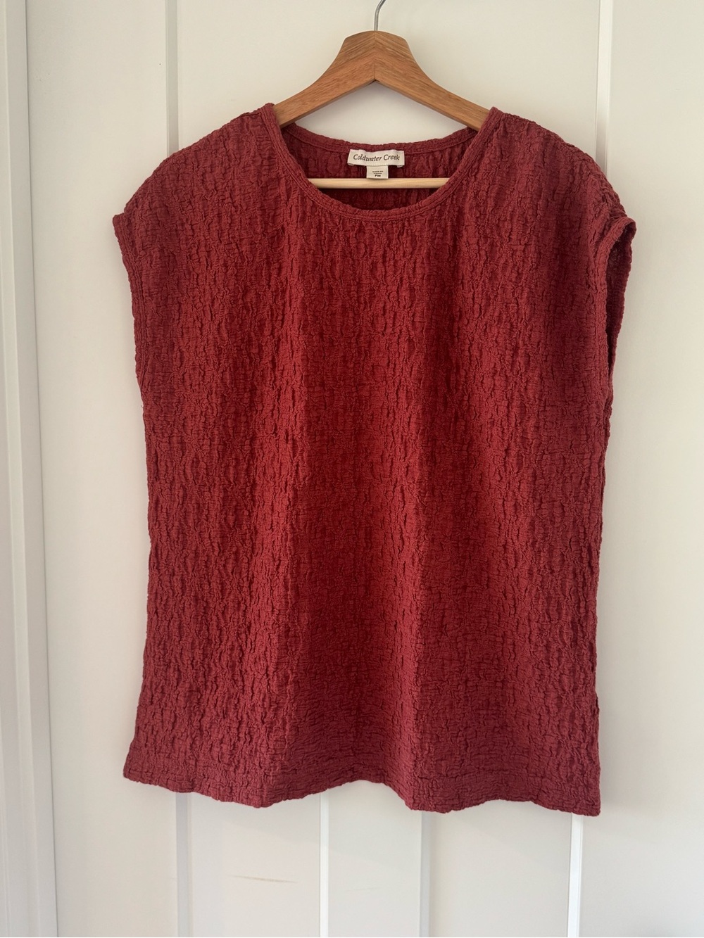 Coldwater Creek Women's Textured Cap-Sleeve Tunic — Terra-cotta